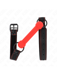KINK - GAG EN OS AVEC SANGLE EN CUIRETTE ROUGE AJUSTABLE 41-57 CM