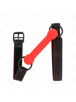KINK - MORDAZA FORMA DE HUESO CON CORREA POLIPIEL ROJO AJUSTABLE 41-57
