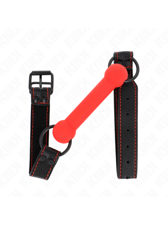 KINK - BONE GAG WITH LEATHERETTE STRAP RED ADJUSTABLE 41-57 CM