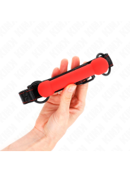 KINK - MORDAÇA DE OSSO COM ALÇA DE COURO VERMELHA AJUSTÁVEL 41-57 CM
