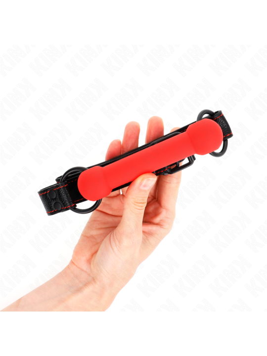 KINK - BONE GAG WITH LEATHERETTE STRAP RED ADJUSTABLE 41-57 CM