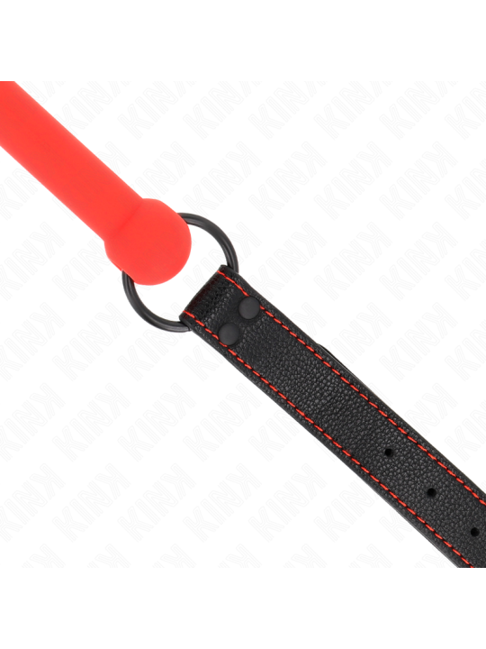 KINK - BONE GAG WITH LEATHERETTE STRAP RED ADJUSTABLE 41-57 CM