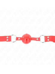 KINK - BÂILLON À BOULE DUR CREUX ROUGE COMPLET 62 x 2 CM