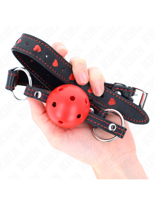 KINK - MORDAZA DE BOLA 4.5 CM ROJA DURA HUECA MODELO 2 65 x 2.5 CM