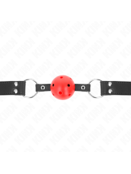 KINK - ATMUNGSAKTIVER BALL 4 CM KNEBEL MIT DOPPELNIET LEDER 62,5 x 2,5