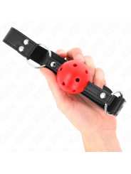 KINK - ATMUNGSAKTIVER BALL 4 CM KNEBEL MIT DOPPELNIET LEDER 62,5 x 2,5