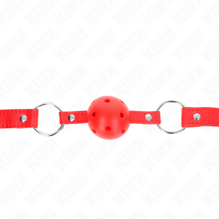 KINK - 4 CM ADEMENDE BALL GAG MET DUBBELE KLINKNAGEL MODEL 1 ROOD 62 x