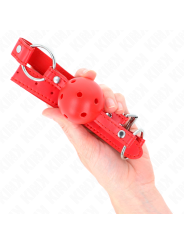 KINK - 4 CM ADEMENDE BALL GAG MET DUBBELE KLINKNAGEL MODEL 1 ROOD 62 x