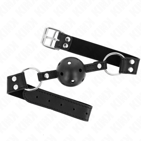KINK - BOLA RESPIRÁVEL 4 CM MORDAÇA COM REBITE DUPLO MODELO 1 PRETO 62
