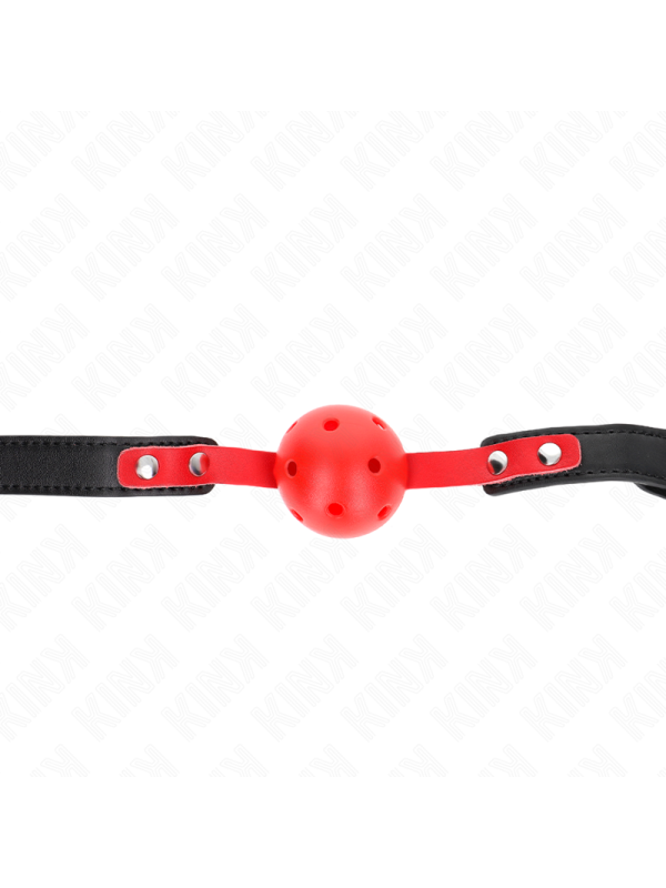 KINK - 4 CM HARDE HOLLE RODE BAL GAG ZWARTE BAND 60 x 2 CM VERSTELBAAR