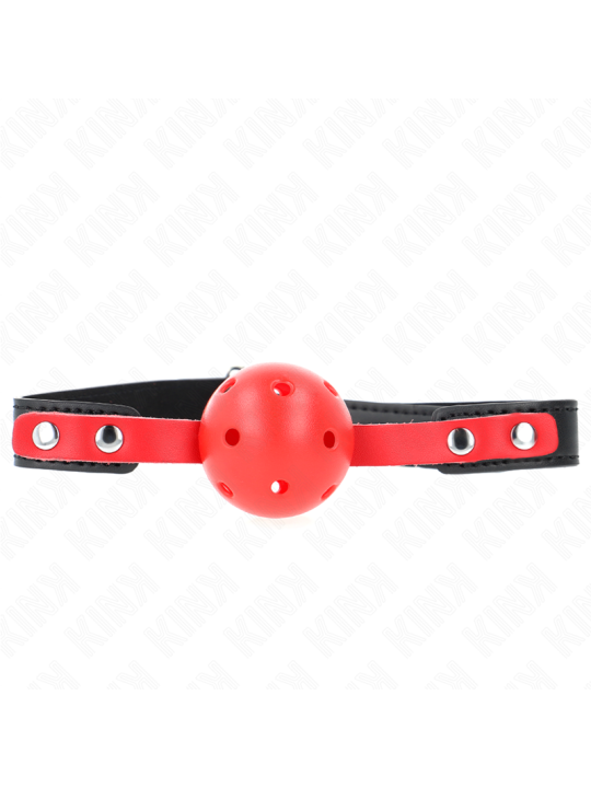 KINK - BALLE DURE CREUSE ROUGE 4 CM GAG BRACELET NOIR 60 x 2 CM AJUSTA