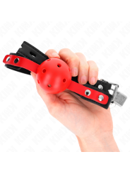 KINK - 4 CM HARDE HOLLE RODE BAL GAG ZWARTE BAND 60 x 2 CM VERSTELBAAR