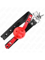 KINK - 4 CM HARDE HOLLE RODE BAL GAG ZWARTE BAND 60 x 2 CM VERSTELBAAR