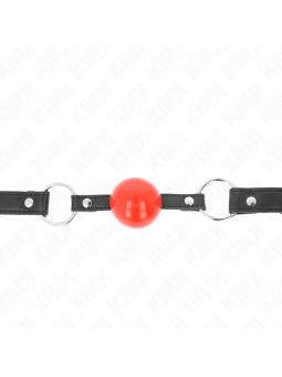 KINK - 4 CM BALL GAG MET RODE BALL HANGSLOT ZWARTE BAND 60 x 2 CM
