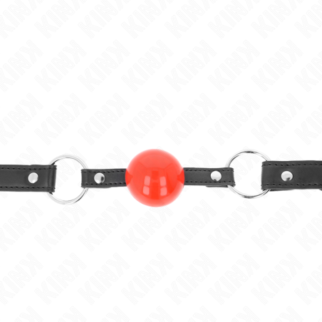 KINK - 4 CM BALL GAG MET RODE BALL HANGSLOT ZWARTE BAND 60 x 2 CM