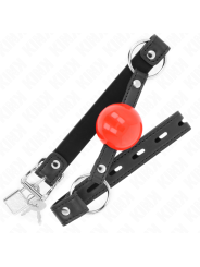 KINK - 4 CM BALL GAG MET RODE BALL HANGSLOT ZWARTE BAND 60 x 2 CM