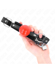 KINK - 4 CM BALL GAG MET RODE BALL HANGSLOT ZWARTE BAND 60 x 2 CM