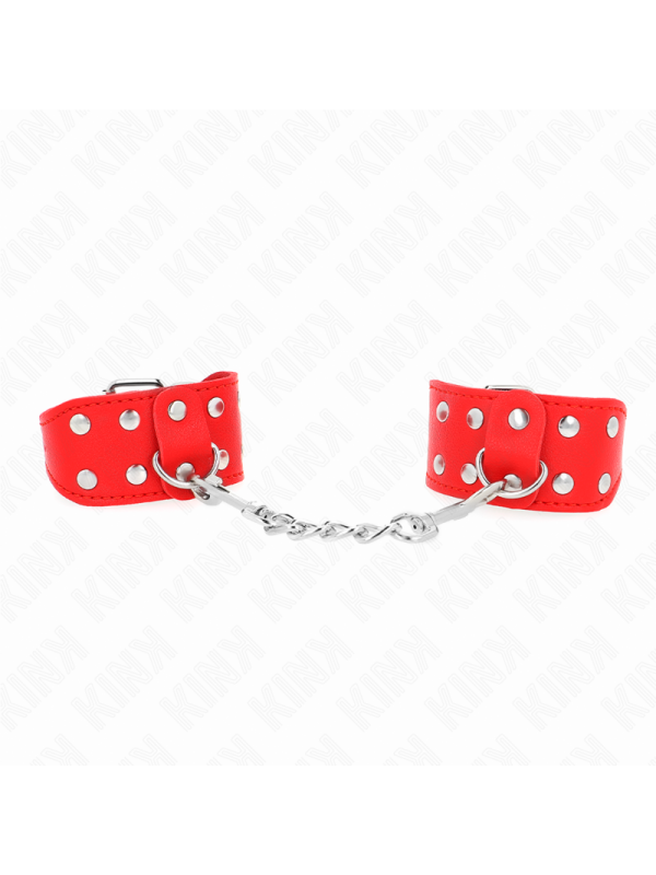KINK - MUÑEQUERAS CON DOBLE LÍNEA DE TACHUELAS AJUSTABLE ROJO