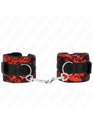 KINK - SHORT VELVET LACE WRIST RESTRAINTS AND NYLON BIND RED / BLACK 2