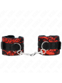 KINK - SHORT VELVET LACE WRIST RESTRAINTS AND NYLON BIND RED / BLACK 2