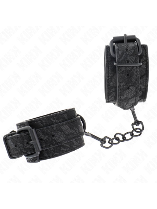 KINK - DARK LACE COVERED WRIST CUFFS ADJUSTABLE BLACK 19-26 CM