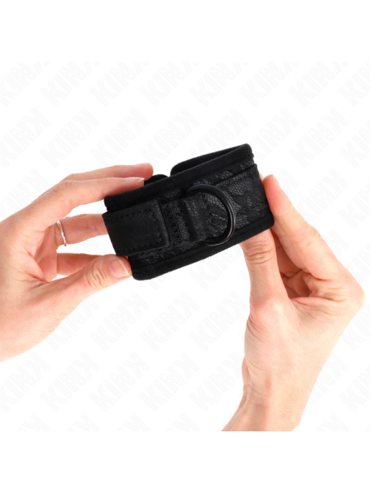 KINK - DARK LACE COVERED WRIST CUFFS NEOPRENE ADJUSTABLE BLACK 20-29 C