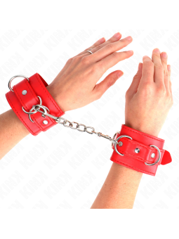 KINK - MUÑEQUERAS CON 3 ANILLAS EN D AJUSTABLE ROJO 17.5-25 CM X 6 CM