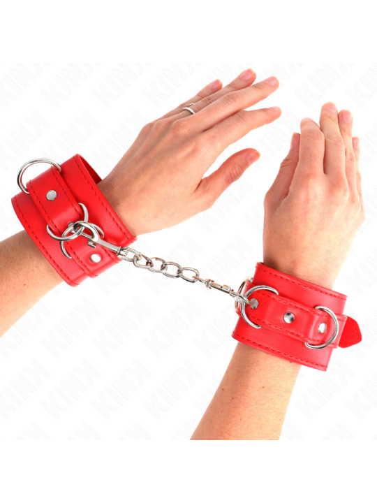 KINK - 3 D-RING VERSTELBARE POLSBANDJES ROOD 17,5-25 CM X 6 CM