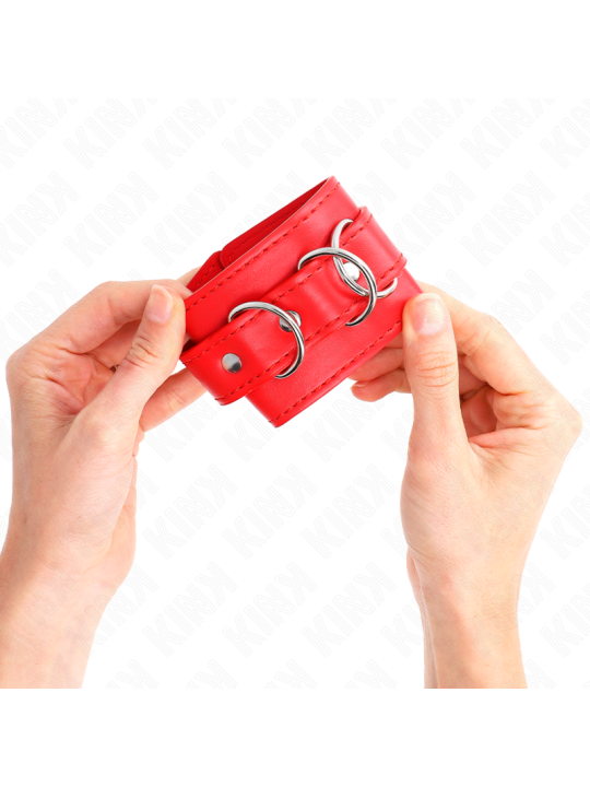 KINK - 3 D-RING VERSTELBARE POLSBANDJES ROOD 17,5-25 CM X 6 CM