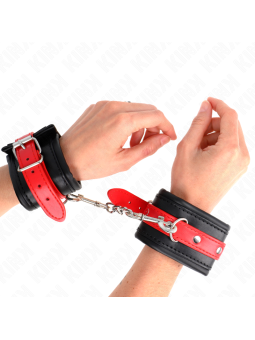 KINK - HANDGELENKFESSELN SCHWARZ MIT ROTEM GÜRTEL VERSTELLBAR 17-28 CM