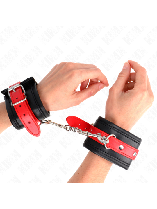 KINK - ZWARTE POLSBANDJES MET VERSTELBARE RODE BAND 17-28 CM X 6 CM