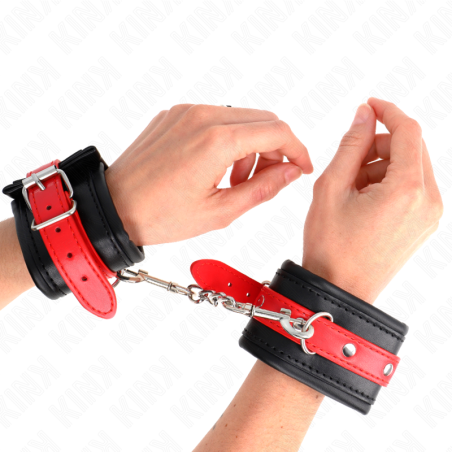 KINK - ZWARTE POLSBANDJES MET VERSTELBARE RODE BAND 17-28 CM X 6 CM