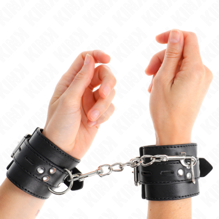 KINK - WRIST RESTRAINTS BLACK WITH BLACK BELT ADJUSTABLE 17-28 CM X 6 