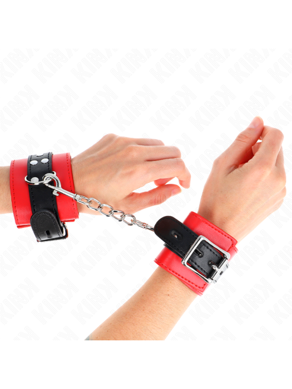 KINK - APPUI-POIGNETS ROUGE AVEC CEINTURE NOIRE RÉGLABLE 17-28 CM X 6 