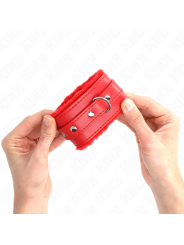 KINK - APPUI-POIGNETS DOUBLÉS DE FOURRURE PREMIUM ROUGE AVEC CEINTURE 