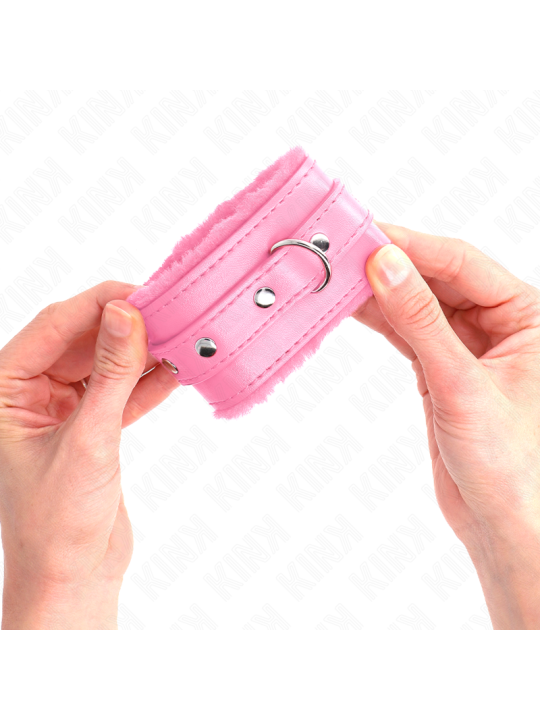 KINK - APPUI-POIGNETS DOUBLÉS DE FOURRURE PREMIUM ROSE AVEC CEINTURE R