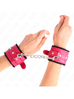 KINK - MUÑEQUERAS FORRADAS PREMIUM NEGRO CON CORREA FUCSIA AJUSTABLE 1