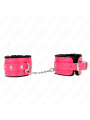 KINK - PREMIUM ZWART GEVOERDE POLSBANDJES MET VERSTELBARE FUCHSIA BAND