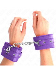 KINK - PREMIUM FUR LINED WRIST RESTRAINTS PURPLE WITH PURPLE BELT ADJU