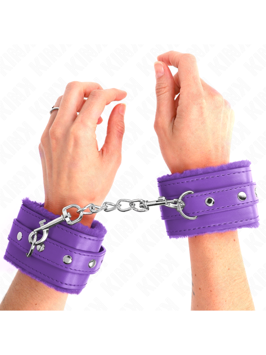 KINK - APPUI-POIGNETS DOUBLÉS DE FOURRURE PREMIUM VIOLET AVEC CEINTURE