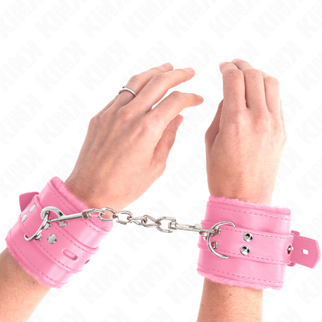 KINK - MUÑEQUERAS FORRADAS CON AGUJEROS CUADRADOS ROSA Y CORREA ROSA A
