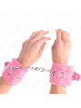 KINK - POLSINI IMBOTTITI IN PELLICCIA CON FORI QUADRI ROSA E CINTURA R