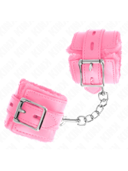 KINK - MUÑEQUERAS FORRADAS CON AGUJEROS CUADRADOS ROSA Y CORREA ROSA A