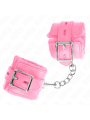 KINK - POLSINI IMBOTTITI IN PELLICCIA CON FORI QUADRI ROSA E CINTURA R