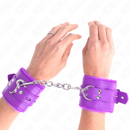 KINK - APPUI-POIGNETS DOUBLÉS DE FOURRURE AVEC TROUS CARRÉS VIOLET ET 