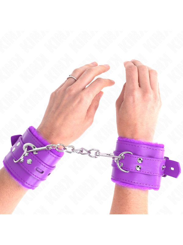 KINK - APPUI-POIGNETS DOUBLÉS DE FOURRURE AVEC TROUS CARRÉS VIOLET ET 