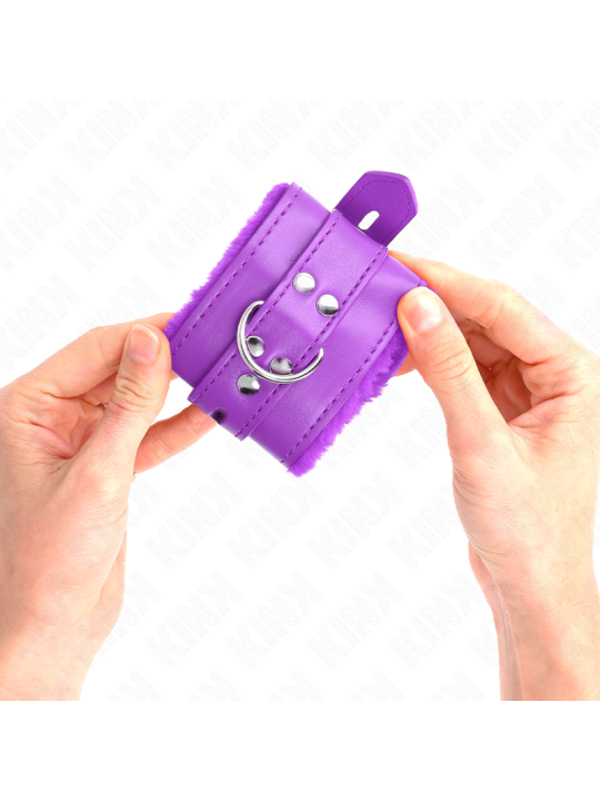 KINK - APPUI-POIGNETS DOUBLÉS DE FOURRURE AVEC TROUS CARRÉS VIOLET ET 
