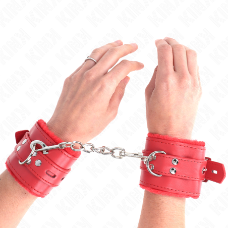 KINK - PULSO FORRO DE PELE COM FUROS QUADRADOS VERMELHO E CINTO VERMEL
