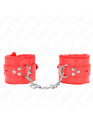 KINK - MUÑEQUERAS FORRADAS CON AGUJEROS CUADRADOS ROJO Y CORREA ROJO A