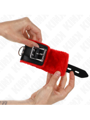 KINK - PULSO FORRO DE PELE COM FUROS QUADRADOS CINTO VERMELHO E PRETO 